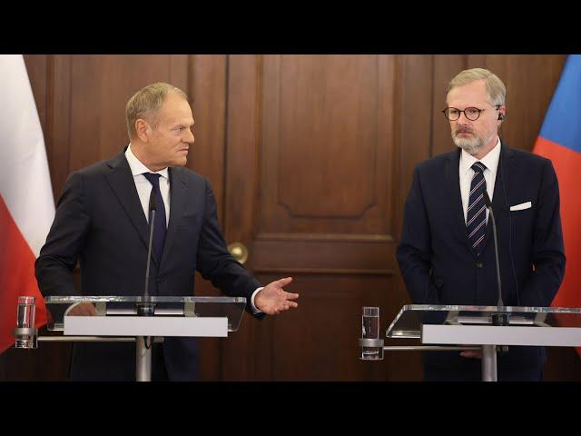 Konferencja prasowa Premiera Donalda Tuska oraz Premiera Czech Petra Fiali w Pradze.