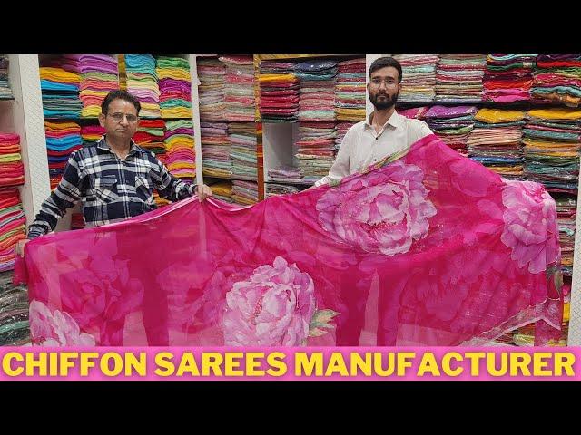 Designer Chiffon Sarees | Handprint, Handwork Chiffon Sarees | Saree Manufacturer Chandni Chowk.