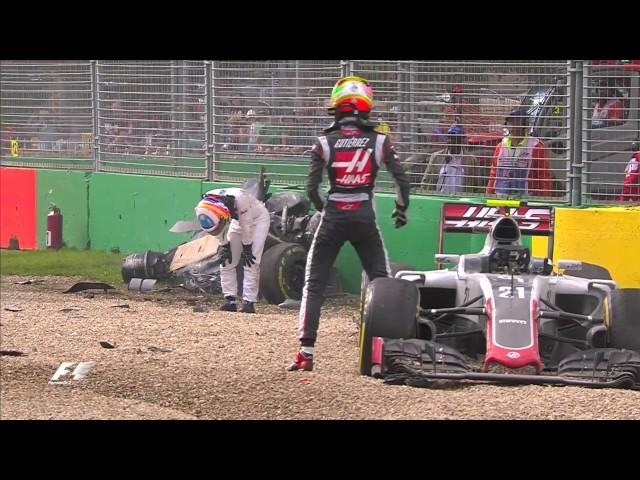 Alonso And Gutierrez Crash | Australian Grand Prix 2016