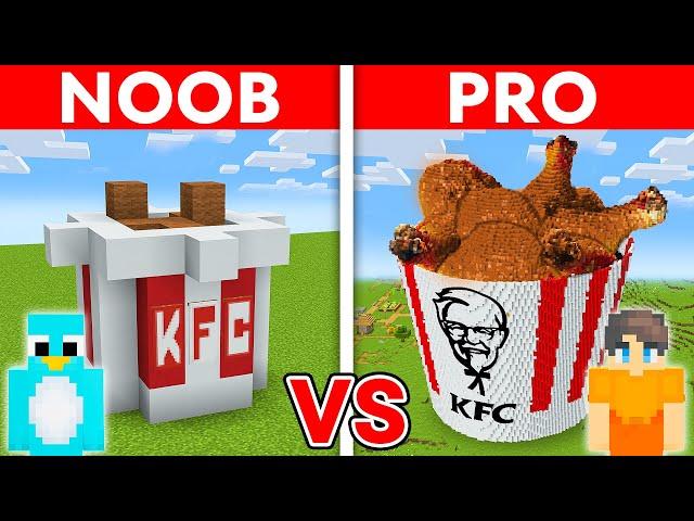 NOOB vs PRO: KFC FAMILY BUCKET House Build Challenge in Minecraft