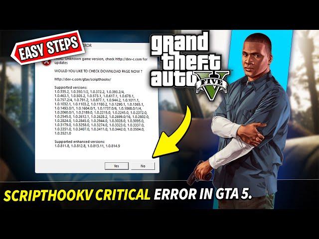 GTA 5 Script Hook V Critical Error Fix  | GTA V New Update Script Hook V Error | GTA 5 Mods Error