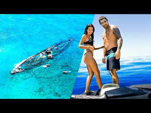 3 Days On The Jetski With My Girlfriend Living From The Ocean - Exploring Old Ship Wreck