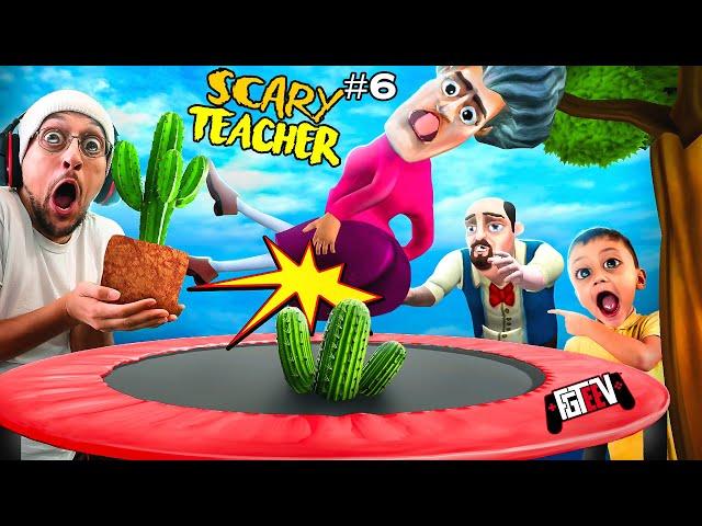 SCARY TEACHER vs. CACTUS Trampoline!  BBAhahahaha  (FGTeeV Completes Chapter 5)