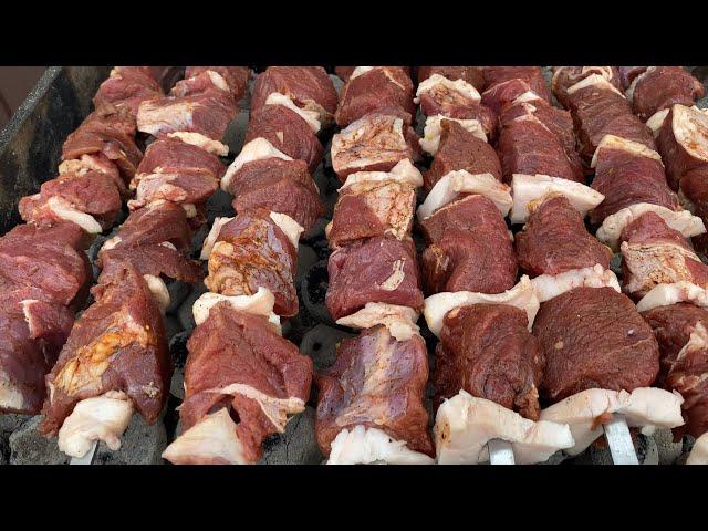 How to fry meat with potatoes tasty and juicy, beef dish, recipe on the grill