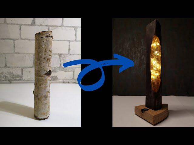 Wood Night Lamp with Glassplit and Epoxy Resin - Holz Nachtlampe mit Glassteine und Epoxidharz