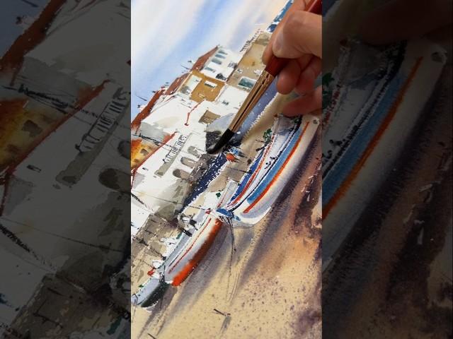 Watercolor boats on the beach #gorbacheva_lessons #art #painting  #watercolor #artist #творчество