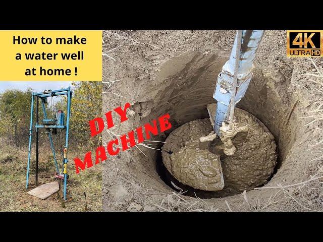 Homemade water well drill rig machine , how to make a water well at home DIY - 4K