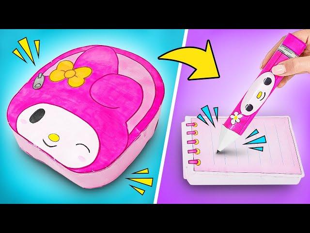 DIY Paper Squishies  My Melody School Supplies || Fun Crafts