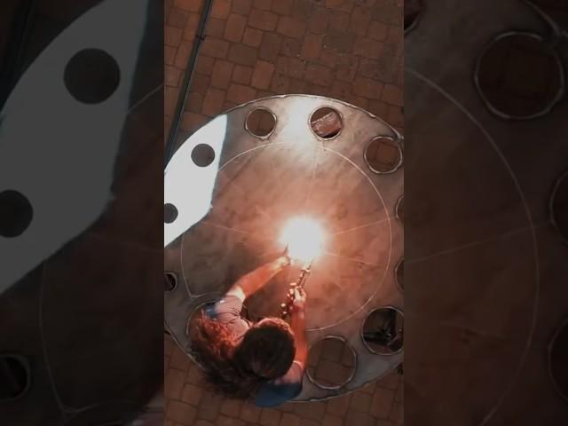 Flame cutting the face of a giant clock.  #fabrication #blacksmith #create #artist #handmade