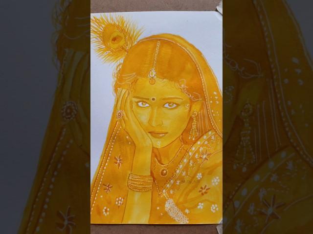 Real Saffron Art of Radha Rani ️ #art #radhakrishna #radha #radharani #shorts #creative #painting