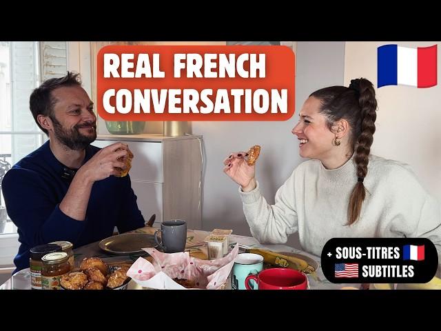 REAL French Conversation with subtitles - Eat Breakfast with us