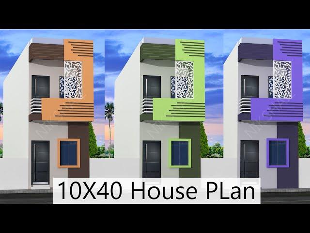 10X40 House plan with 3d elevation by nikshail