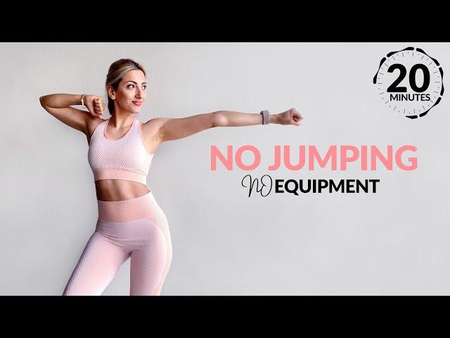 NO JUMPING HIIT – 20 Min FAT BURN TOTAL BODY - No Equipment - No Repeat - Home Workout