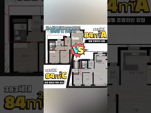 ️힐스테이트더샵상생공원 ️️84m²A타입 : 973세대로 가장 많은 세대수로  앞동 조망라인이 많은 장정️84m²C타입 : 84m²A타입 구조에 현관펜트리 강점