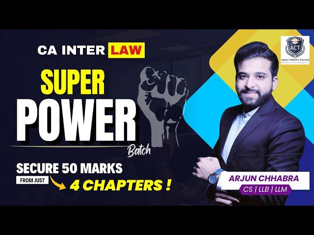 CA INTER LAW REVISION | SUPER POWER BATCH | SECURE 50 MARKS IN 4 CHAPTERS | LLP | FEMA | GCA | IOS |