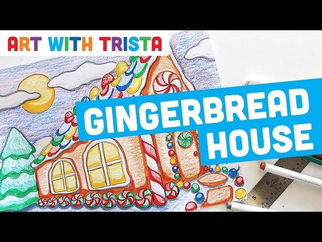 Gingerbread House 2 Point Perspective Drawing Art Tutorial - Art With Trista