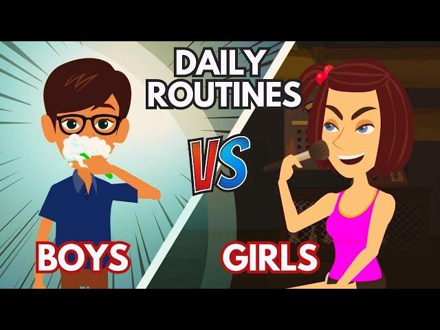 Daily Routines of a BOY and a GIRL l Everyday English Speaking Practice