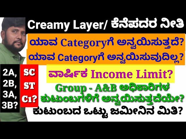 creamy layer rules in Recruitment/Income Limit for  Govt jobs/ಸರ್ಕಾರಿ ಉದ್ಯೋಗಕ್ಕೆ ಕೆನೆಪದರ ನೀತಿ?