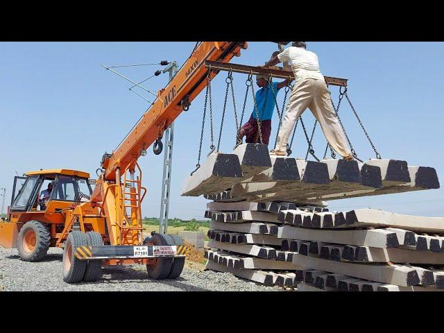 Ace Crane New Railway Road to Lift Concrete Sleepers Setting Layer | JCB