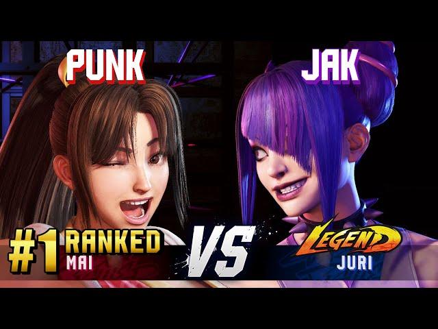 SF6 ▰ PUNK (#1 Ranked Mai) vs JAK (Juri) ▰ High Level Gameplay