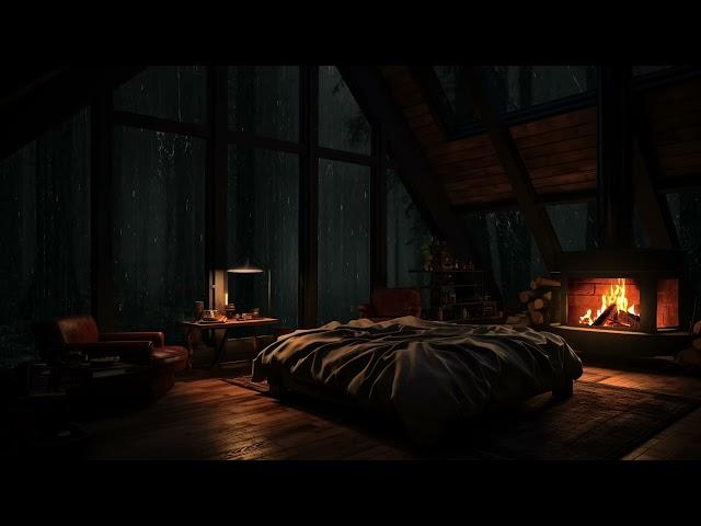 ️ Cozy Rain Sounds with Fireplace Ambience in a Warm Room on a Quiet Night 