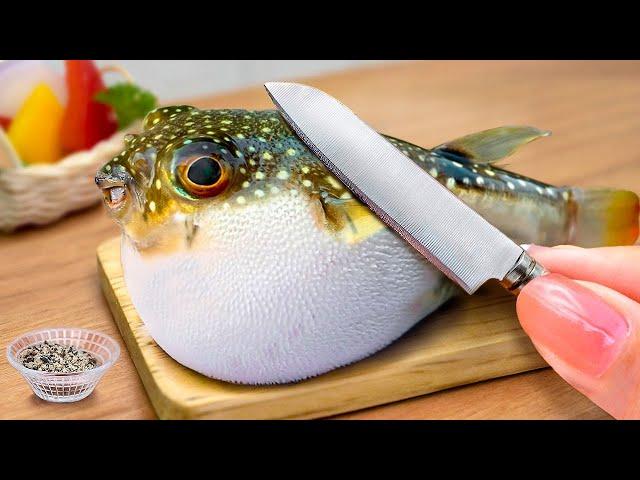 The Best Seafood Recipe  How to Cook Mini Puffer Fish Hot Pot  Mini Yummy Cooking