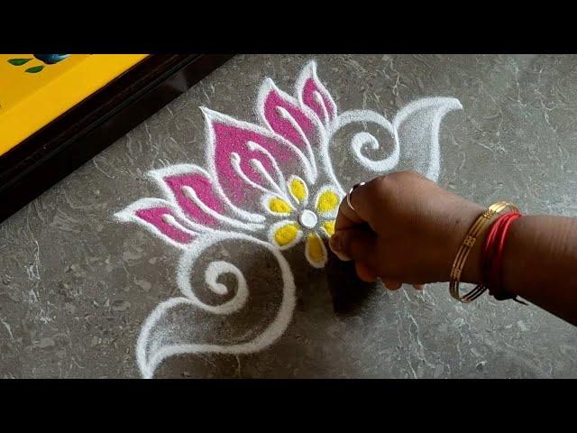 Border rangoli designs for festivals | Navaratri special rangoli | Friday special lotus shanku kolam