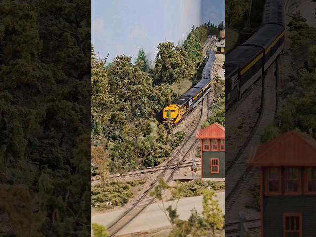 The amtrak diesel pulls the heritage C&O passenger train passed the diamond #model #train #fun #dcc