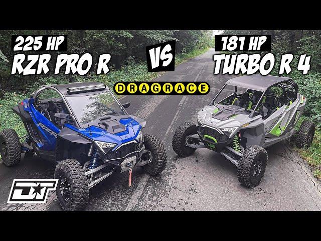 225 Horsepower RZR PRO R vs 181 Horsepower RZR Turbo R 4 DRAG RACE!