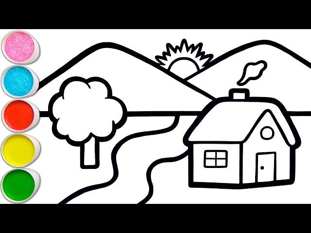 Scenery Drawing, Painting and Coloring for Kids & Toddlers | Basic Pictures #208