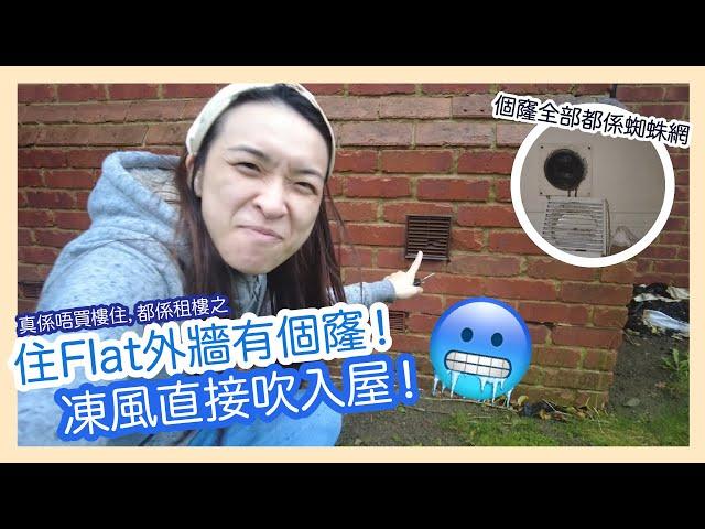 【英國搬屋記VII】住Flat外牆有個窿！凍風直接吹入屋！我決定要封左佢！｜個窿全部都係蜘蛛網｜櫃後面發哂霉｜BNO Visa 移民英國日常生活