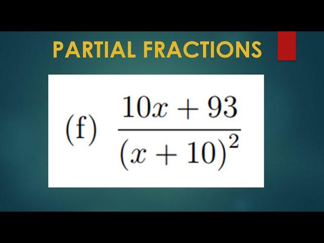 DECOMPOSITION OF PARTIAL FRACTIONS WITH REPEATING FACTORS
