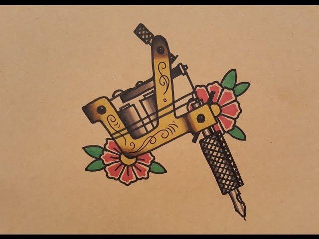 How to Draw an Old School Tattoo Machine by thebrokenpuppet