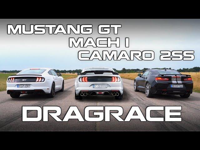 MUSTANG GT vs CAMARO vs MACH 1 | Muscle Car Dragrace