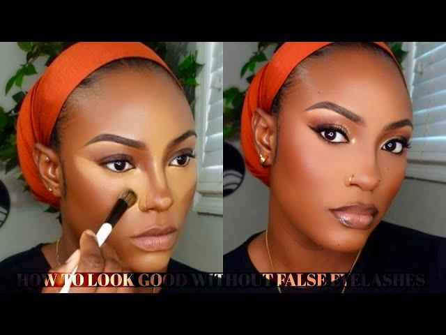 FLAWLESS FULL GLAM MAKEUP TUTORIAL || HOW TO LOOK GOOD WITHOUT FALSE EYELASHES #makeuptutorial #woc