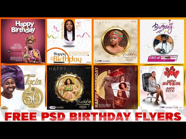 PSD - FREE BIRTHDAY FLYER TEMPLATE - 100% EDITABLE PART 1 - PHOTOSHOP TUTORIALS