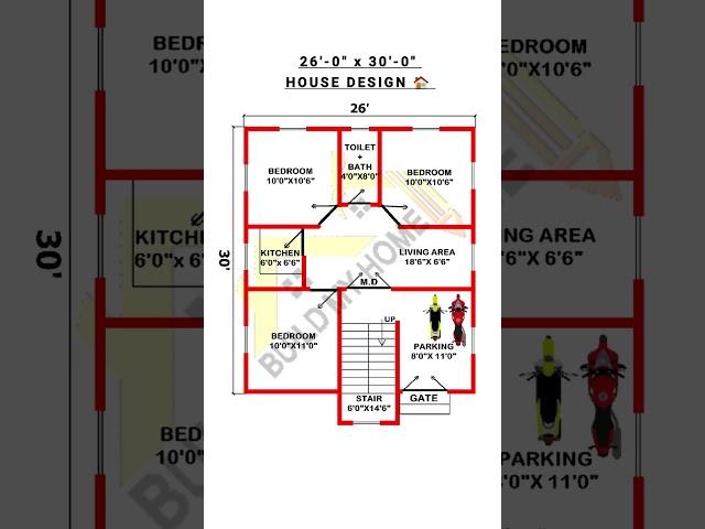 26 x 30 modern house design with parking / 26 x 30 ghar ka naksha/ 26 x 30 home design/ #buildmyhome