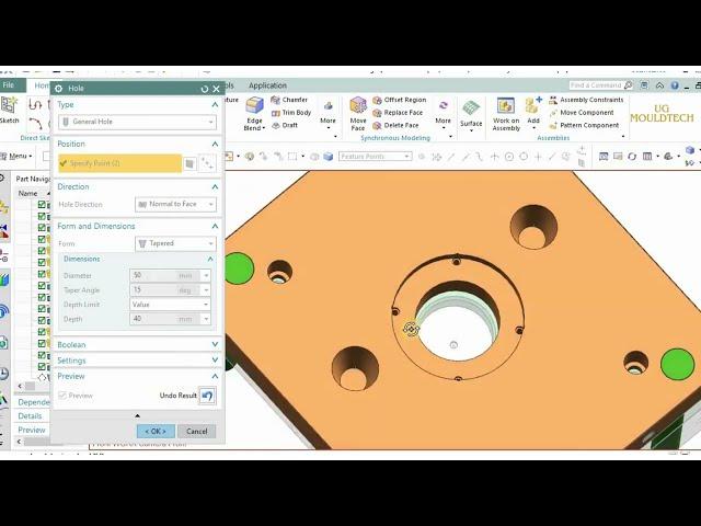 HOLE FEATURE BASICS IN Unigraphics NX EXPLAINED!