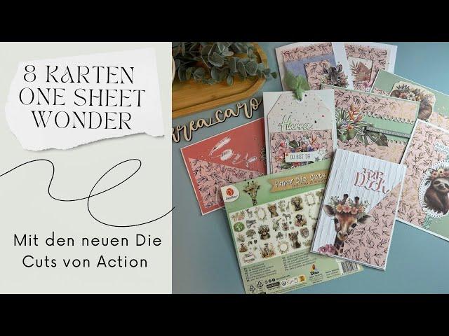 8 Karten mit #Action Die Cuts und One Sheet Wonder