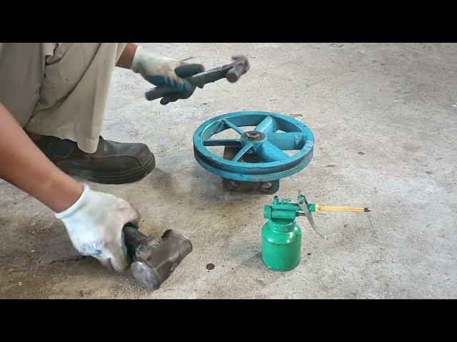 DIY PROJECT-# 2 ĐÓNG BẠC, PHỤC HỒI PULY MÁY NÉN KHÍ CŨ
