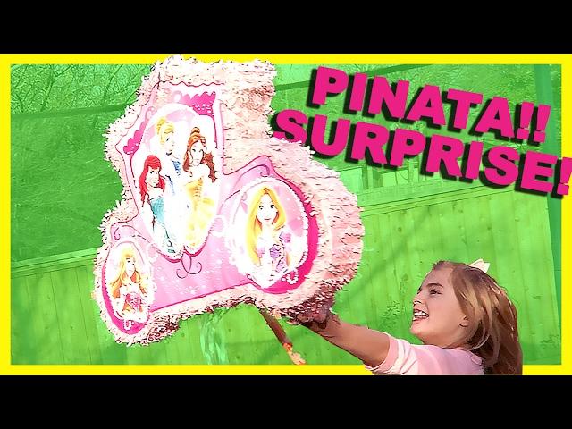 SURPRISE DISNEY PRINCESS PINATA FULL OF SHOPKINS, BARBIE AND MORE!!