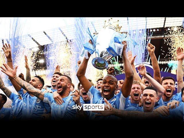 Manchester City lift the 2021/22 Premier League trophy! 