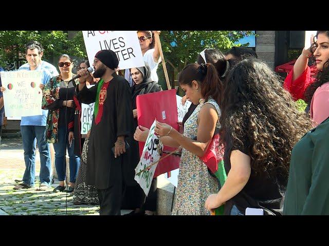 Members of Maine's Afghan community rally in Portland