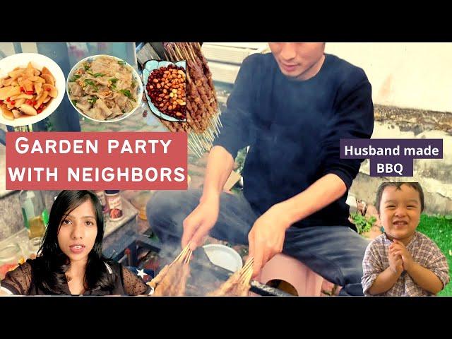 Garden Party with Chinese neighbors I Husband made Barbeque