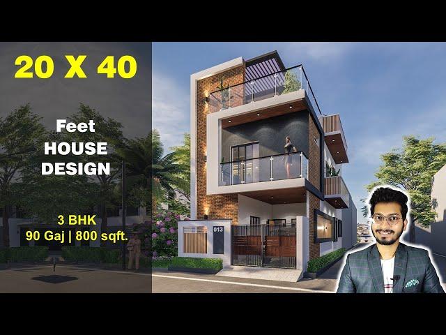 20x40 House Design 3D | 90 Gaj | 800 sqft | 20*40 house design | 6X12 Meter  || DV Studio