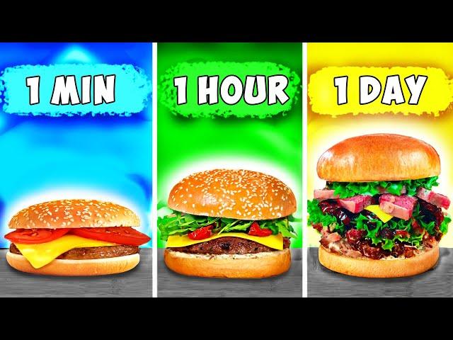 1 Minute vs. 1 Stunde vs. 1 Tag Burger von VANZAI KOCHEN