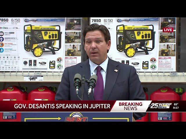 DeSantis holds press conference on hurricane preparedness at Home Depot in Jupiter