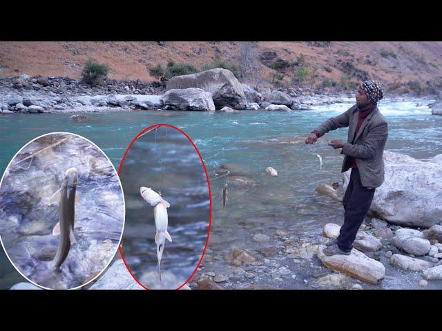 dharme brother taking fish trap from the river with fish and having family lunch