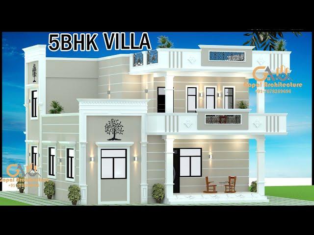 35X40 North Facing 5BHK House Design With Vastu, Classic House Design, Gopal Architecture