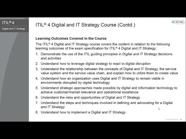 Learn ITIL® 4 Digital and IT Strategy online | Koenig Solutions